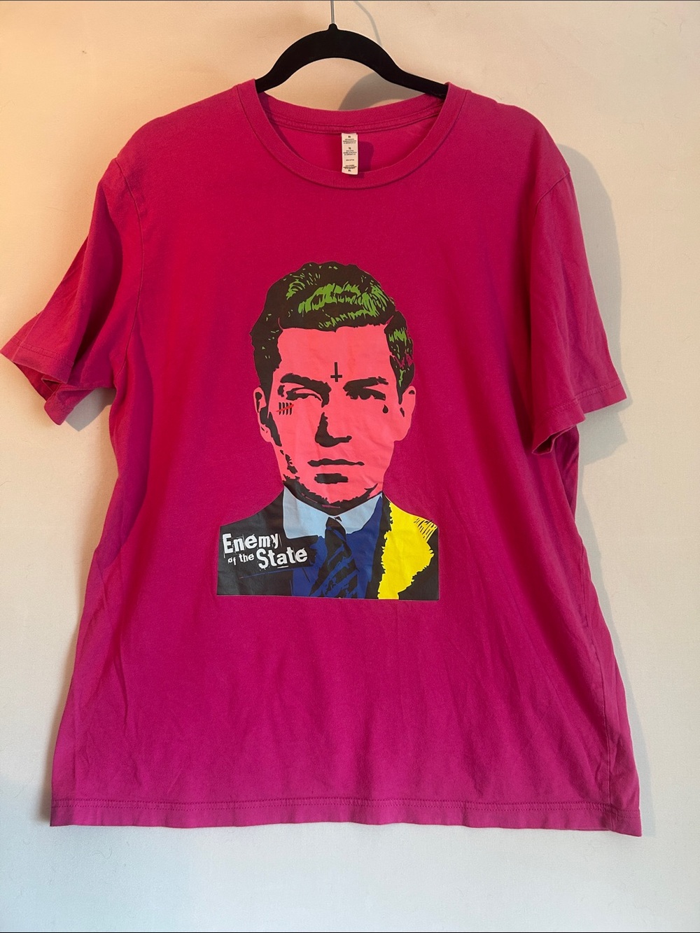 Men's Pink  T-Shirt with Pop Art Portrait size XL